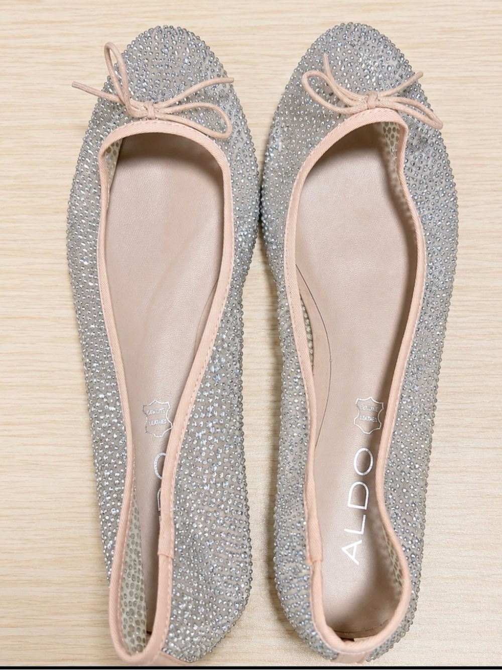 ALDO Caossi Rhinestone Mesh Ballet Flats Nude Pink Sz 7 NWOT - Picture 2 of 4